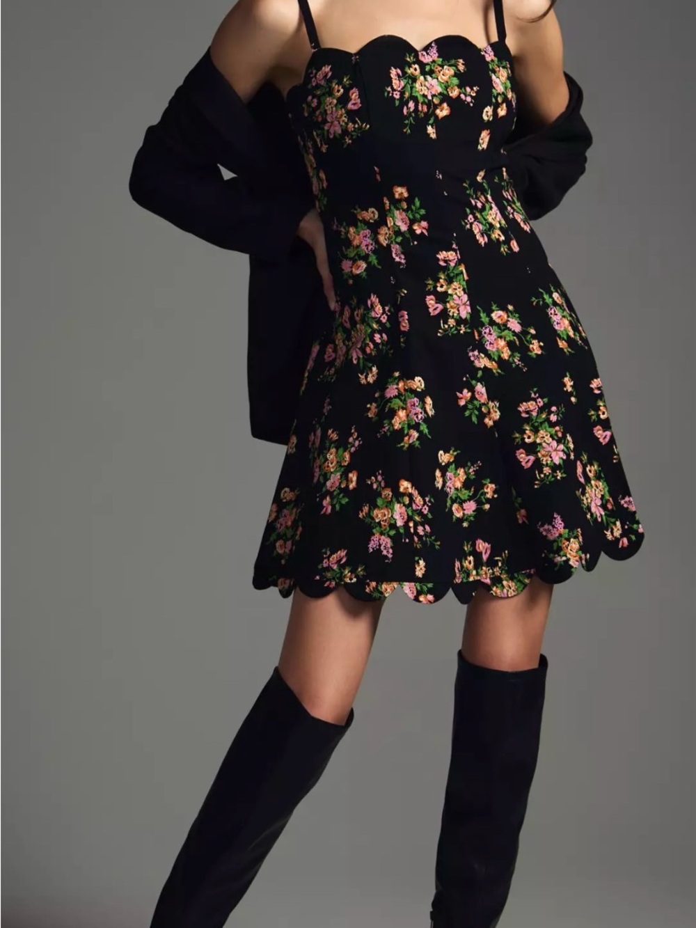 By Anthropologie Square-Neck Scalloped Dress Size XL P2P 23’